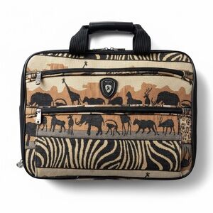 Heys Carry On Travel Bag Weekend Suitcase Tapestry Tote Brown Black Safari 16x12